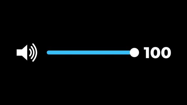 Volume slider icon changing from mute to full, sound level control adjustment design. 4k video