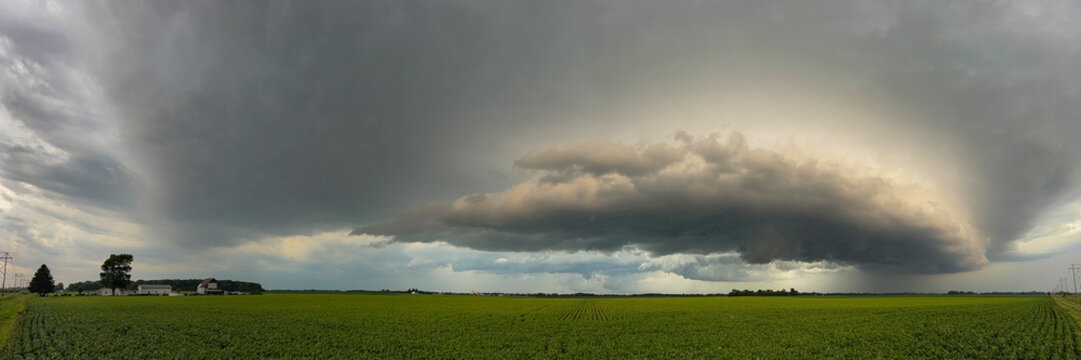 Supercell thunderstorm over farmland in charleston, illinois