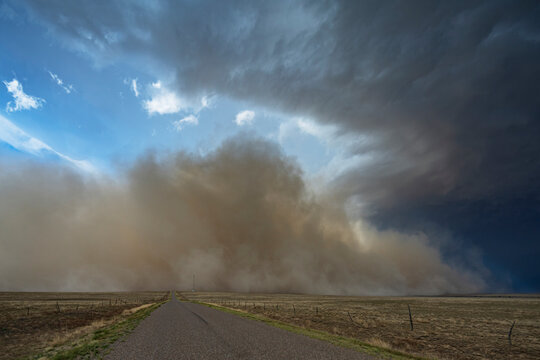 Haboob Dust Storm approaching over dry terrain near fowler, colorado