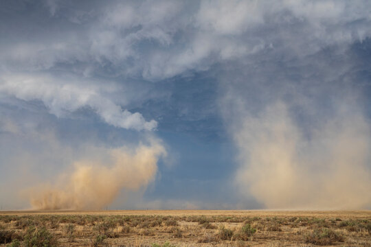 Dust storm caused by rotating updrafts from Tornado-Warned Supercell