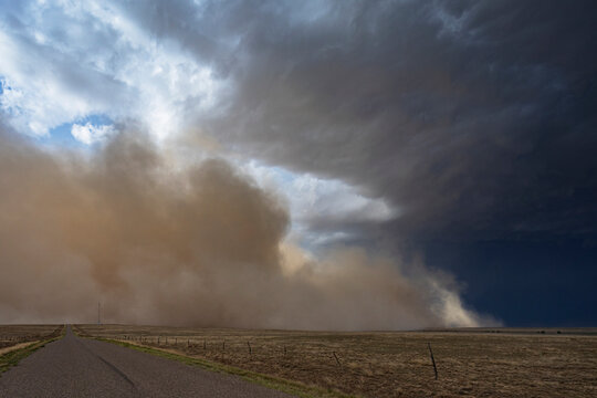 Approaching Haboob Dust Storm advancing over dry terrain
