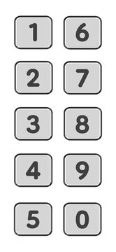 0&ndash;9 Black Glass Number Icon Set with Metallic Border, Glossy Transparent Glassmorphism Square UI Buttons, Modern 3D Digital Numeral Symbols for Web Design, App Interface, Dashboard, Ranking