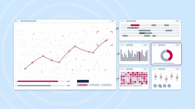 Animated last mile delivery stops in coral and magenta on a bright white background. Seamless looping 4K dashboard motion graphics with free space for text, ideal for product videos, business presenta