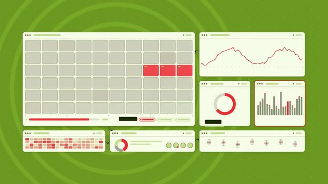 Animated parcel locker cells filling in green and teal on a bright white background. Seamless looping 4K dashboard motion graphics with free space for text, ideal for product videos, business presenta