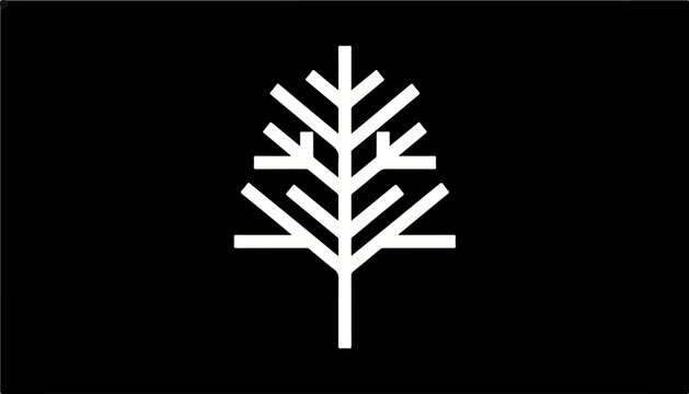 Minimalist white tree symbol on black background vector