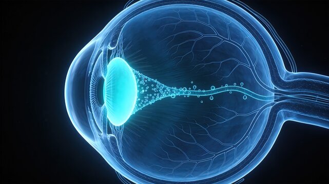 Glaucoma Aqueous Humor Drainage Intraocular Pressure Eye 3D Medical Illustration