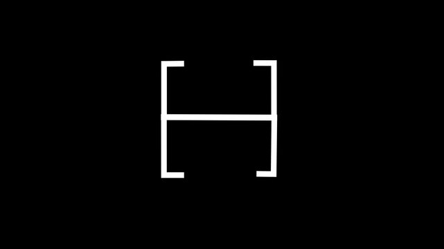 Bracket symbol appears in a crisp white minimalist style against a deep black background serving as a clean UI element for framing text or highlighting specific content in digital layout projects.