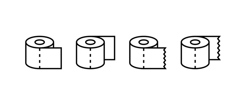 Toilet paper roll vector icon set. Washroom and sanitary outline symbols