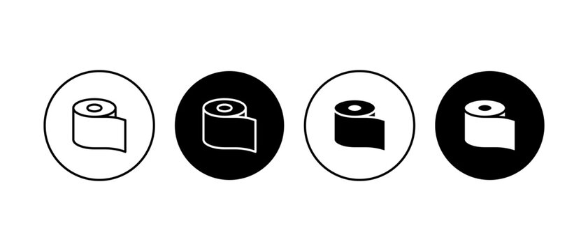 Toilet paper roll vector icon set. Washroom and sanitary outline symbols