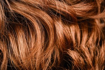Brown hair texture. Light brown wavy hair background © reddish