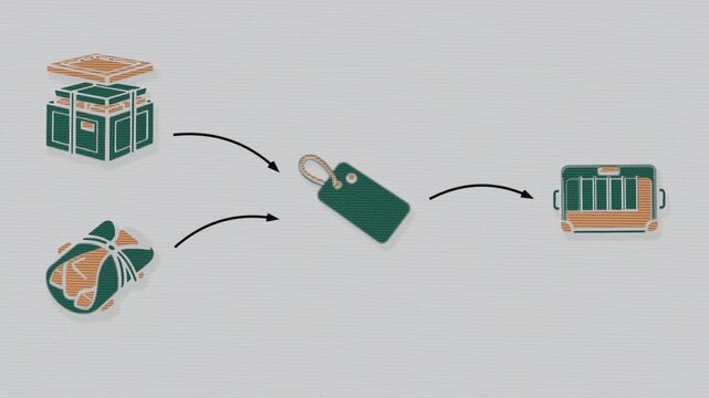 Accession intake verifies an arriving object, records its provenance, and assigns it to repository custody. Flat 3D style printed from two plates.