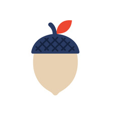 Stylized Acorn Icon with Leaf © rony