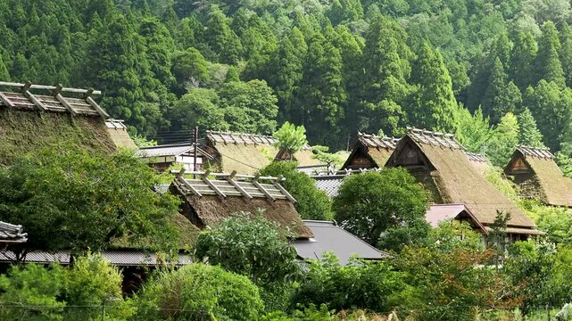 木々に囲まれた美山かやぶきの里