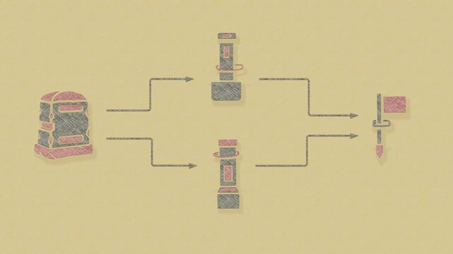 Boundary mediation traces rival fence claims toward one surveyed parcel corner before reconciling the contested point. Flat 3D style with a graphite pencil texture.
