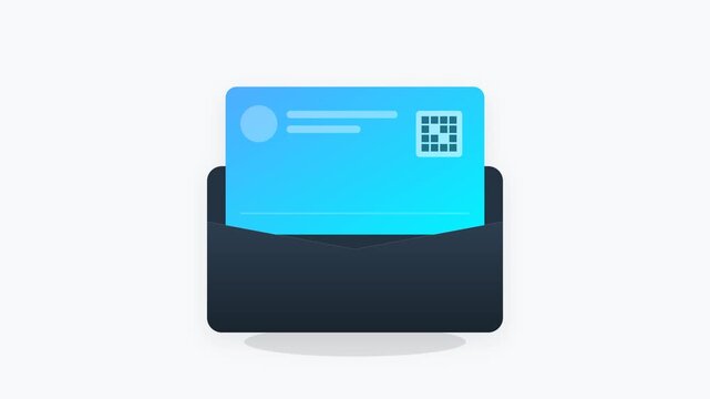 Blue Gradient Digital ID Card Icon Sliding Out of Wallet with Glowing QR Code and Soft Ambient Shadow