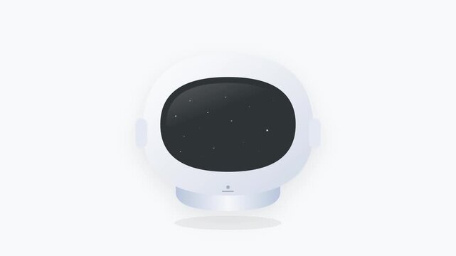 Astronaut helmet icon with cosmic star field reflection in silver and white gradients