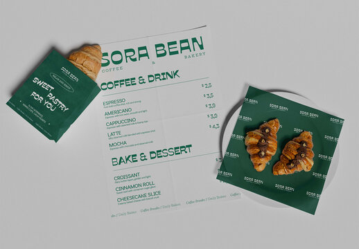 Bakery Menu and Packaging Mockup