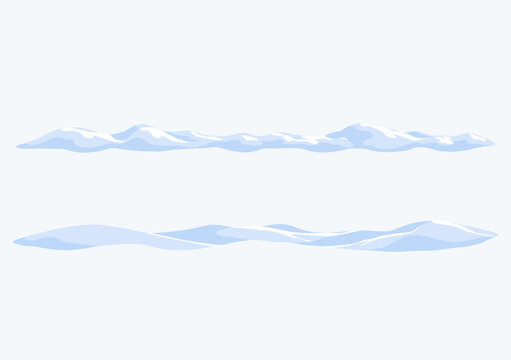 Decorative horizontal snow border with layered snowdrifts in soft blue and white tones