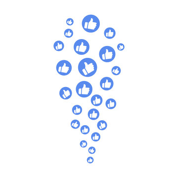 Rising Blue Like Overlay, Thumbs Up Reaction Icons for Social Media Live Stream Engagement