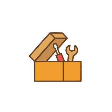 Open toolbox with screwdriver and wrench