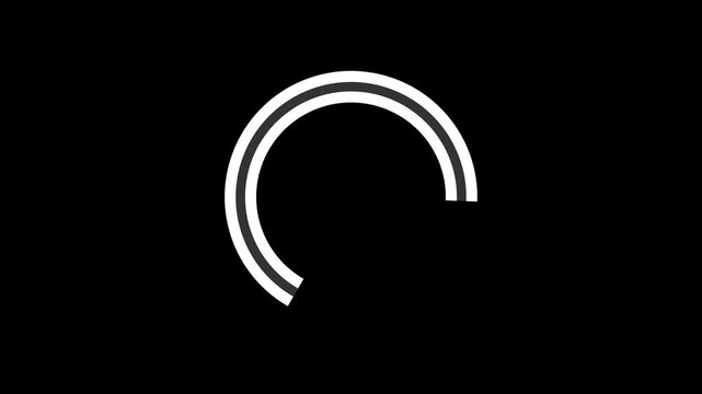 Minimalist White Dual Circular Loading Spinner Animation on a Solid Black Background for Digital Interface Progress Indicators