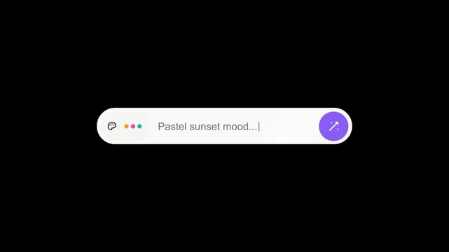 A clean 4k digital animation of a search bar interface with a blinking text cursor and a professional loading transition effect