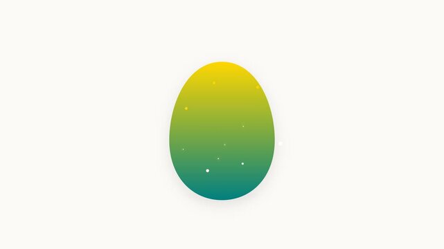A 2D flat vector illustration of a mythical dragon egg featuring a teal to gold gradient, cracking open to reveal a pulsing inner light with floating sparkles on an off-white background.