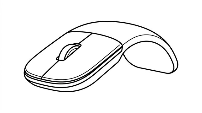 Computer mouse line art wireless technology illustration