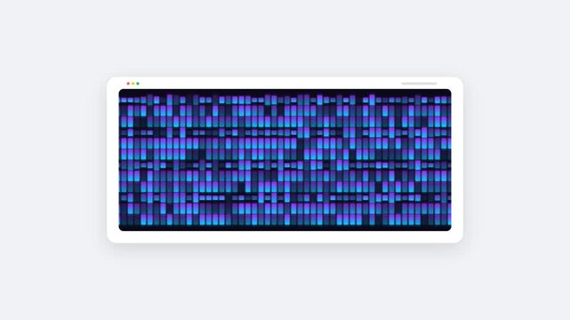 Digital Frequency Spectrogram Icon with Scrolling Blue and Purple Gradient Intensity Bars