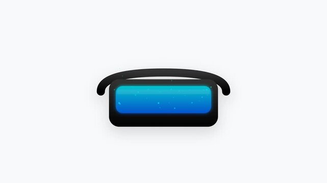 A sleek black virtual reality goggles icon featuring a glowing neon blue visor that pulses rhythmically. Small digital data particles float around the headset in a seamless 5-second loop.