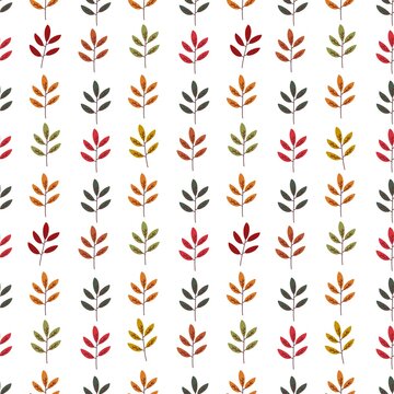 Minimalist Autumn Branch and Leaf Seamless Pattern Vector 