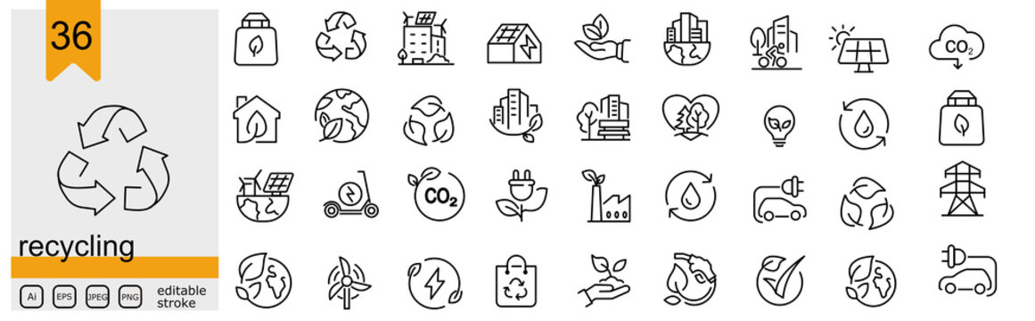 Sector icons for recycling, zero waste