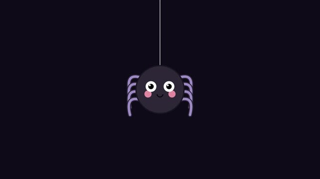 Cute Adorable Little Spider Hanging From a Silk Thread Minimalist Vector Illustration Design for Halloween Holiday Decoration