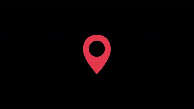 Red map pin popping in and bouncing on a transparent background