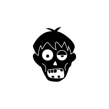 This is a minimalist vector illustration of a Zombie  icon, featuring a simple, clean, and solid glyph style. The icon can be used as a symbol, sign, or logo.