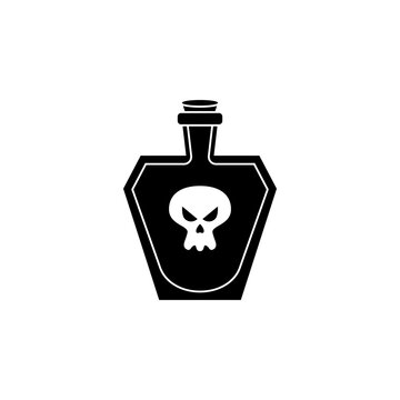 This is a minimalist vector illustration of a Poison icon, featuring a simple, clean, and solid glyph style. The icon can be used as a symbol, sign, or logo.