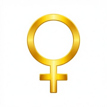 Golden female gender symbol with shiny metallic gradient texture, 3D vector illustration of Venus astrological sign isolated on white background, feminism and womanhood concept.