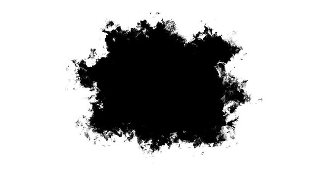 Abstract slow motion ink transition splatter, Mystery fx, mystical transition feel, brush stroke shape black ink splattering flowing and washing on white background, bloom, drips, Spilling. 4k