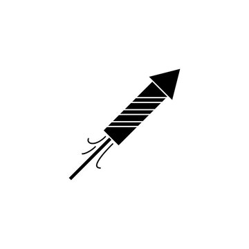 This is a minimalist vector illustration of a fireworks firecrackers icon, featuring a simple, clean, and solid glyph style. The icon can be used as a symbol, sign, or logo