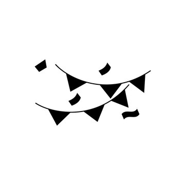This is a minimalist vector illustration of a Birthday Decor icon, featuring a simple, clean, and solid glyph style. The icon can be used as a symbol, sign, or logo