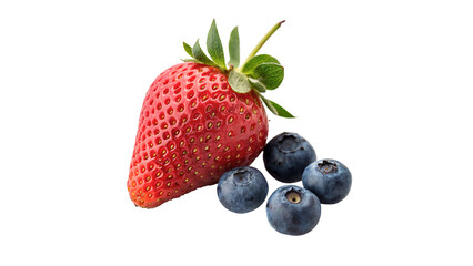 Fresh strawberry berry with sweet fresh blueberries isolated on transparent background © Lewis