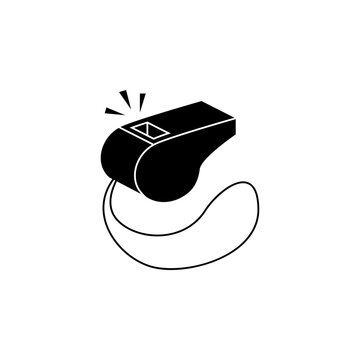 This is a minimalist vector illustration of a Whistle Isometric icon, featuring a simple, clean, and solid glyph style. The icon can be used as a symbol, sign, or logo.