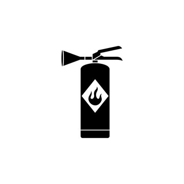 This is a minimalist vector illustration of a Fire Extinguisher icon, featuring a simple, clean, and solid glyph style. The icon can be used as a symbol, sign, or logo.