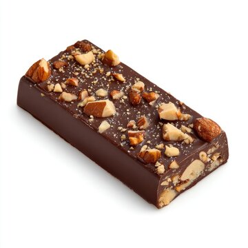 Dark chocolate bar studded with almonds and nuts