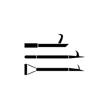 This is a minimalist vector illustration of a Fire Hook icon, featuring a simple, clean, and solid glyph style. The icon can be used as a symbol, sign, or logo.