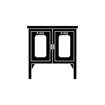This is a minimalist vector illustration of a Hose Box Double Door icon, featuring a simple, clean, and solid glyph style. The icon can be used as a symbol, sign, or logo.