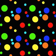 Colorful polka dot seamless pattern. Bright red, yellow, green, and blue circles repeat background for kids apparel, party paper, and textile © Marta