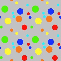 Colorful polka dot seamless pattern. Bright red, yellow, green, and blue circles repeat background for kids apparel, party paper, and textile © Marta