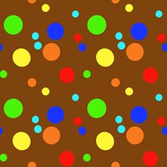 Colorful polka dot seamless pattern. Bright red, yellow, green, and blue circles repeat background for kids apparel, party paper, and textile © Marta