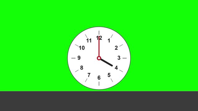 Analog clock hands spinning fast on green screen background